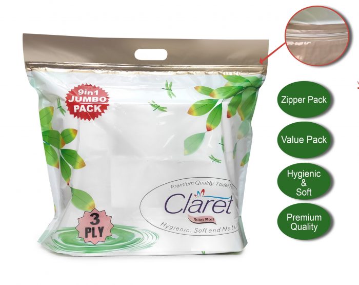 Claret Toilet Roll 9 in 1 (3 Ply)