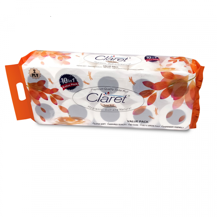 Claret Toilet Roll 10 in 1 (2 Ply)